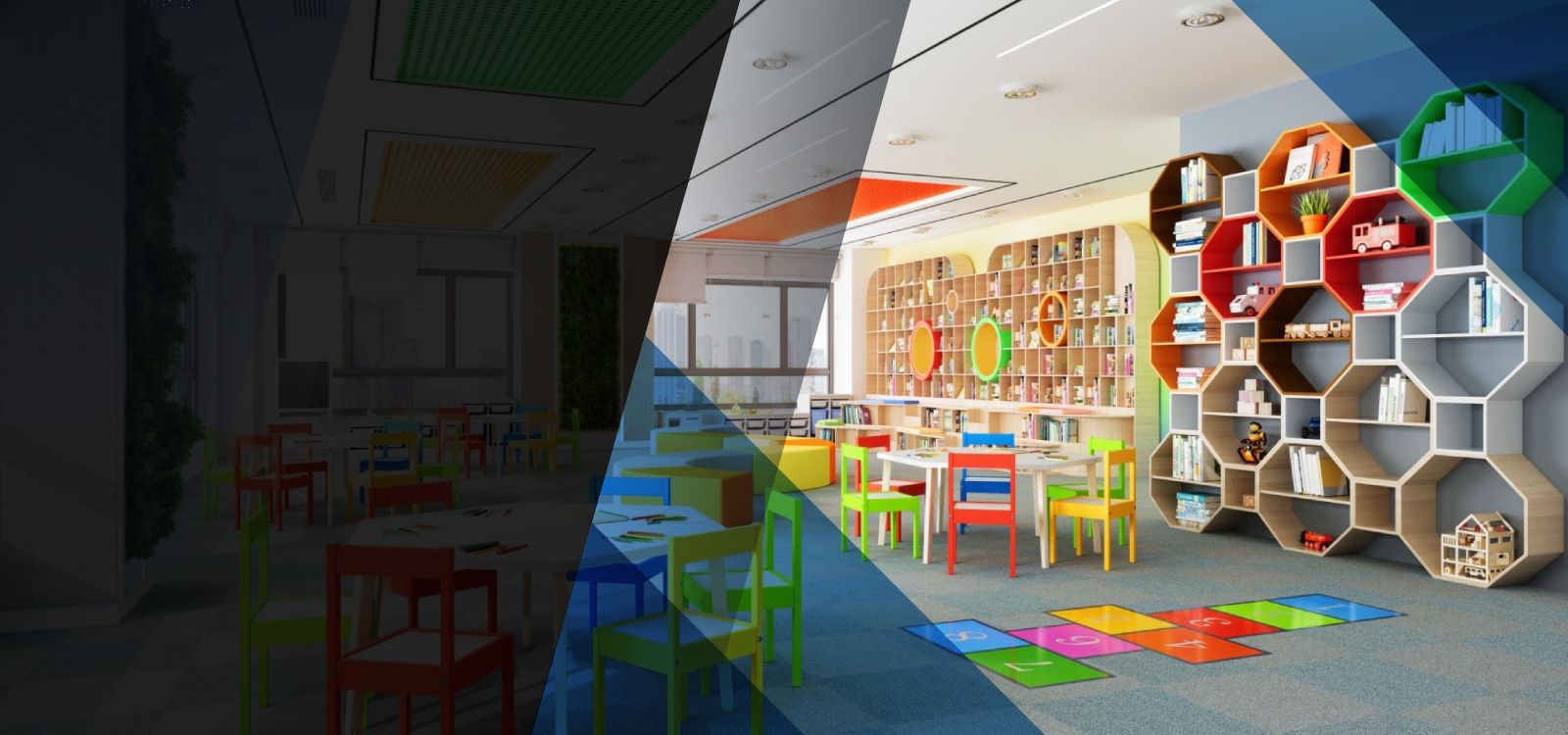 BRB interior design and build, a completed kindergarten learning space